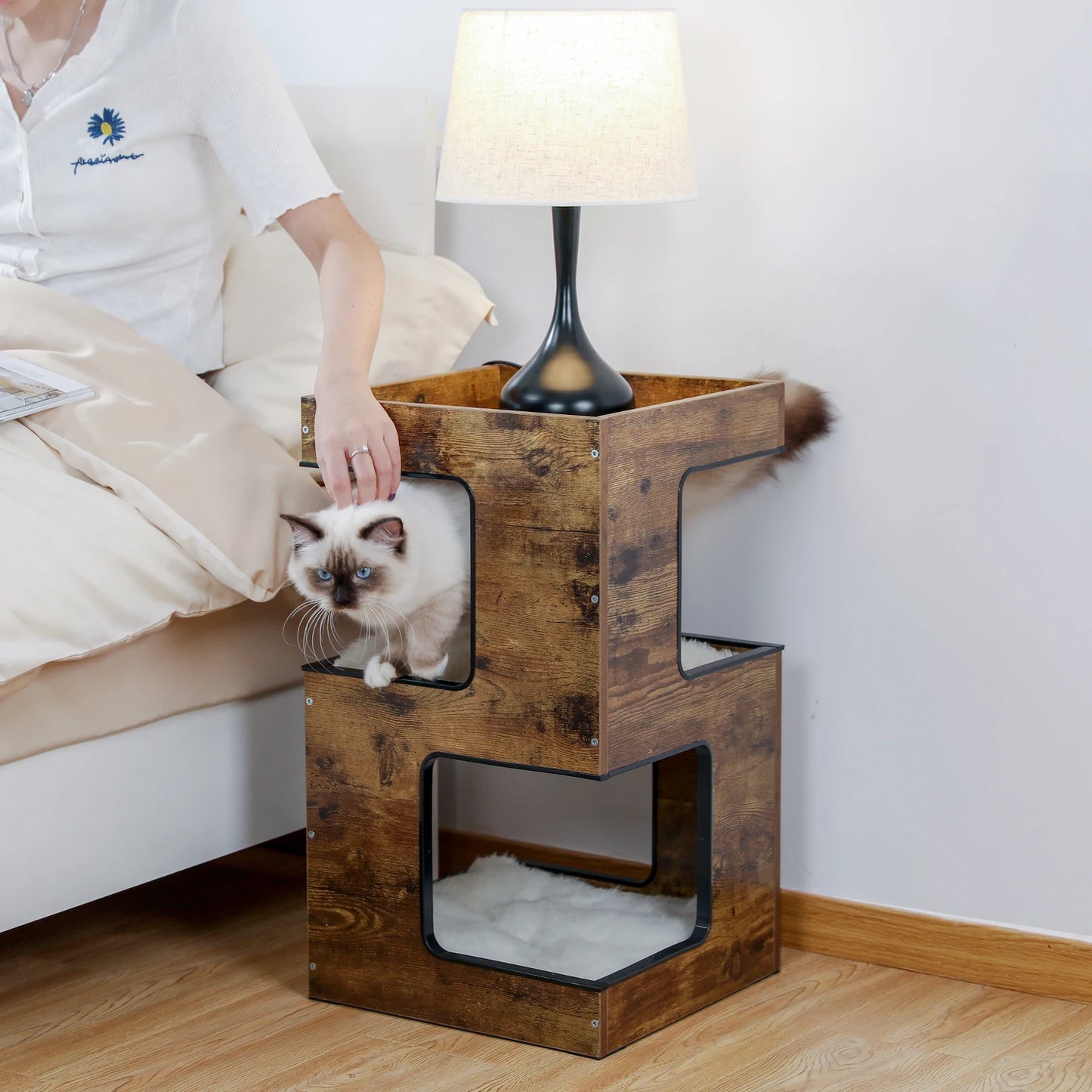 Arbre À Chat Compact Avec Griffoir 3 Niveaux