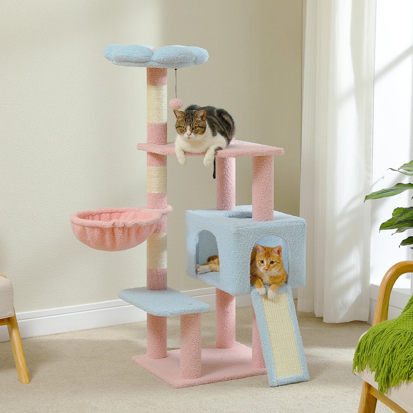 Arbre À Chat Fleur 120 Cm Multi‑Niveaux