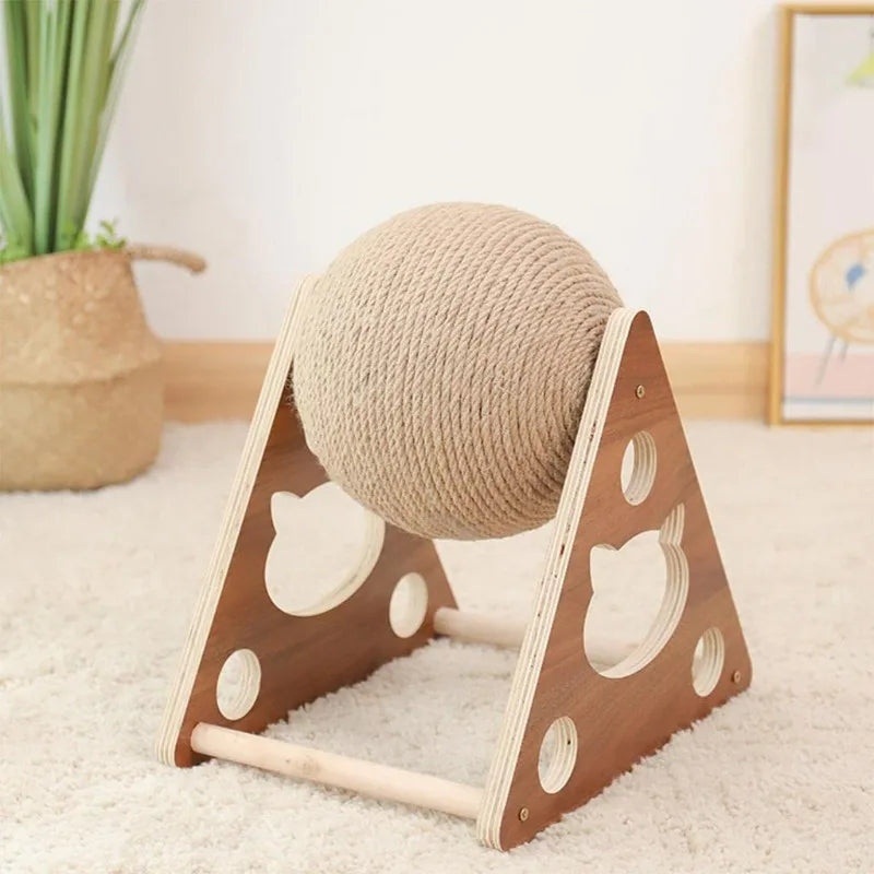 Griffoir Boule Sisal Bois Pour Chat Rotatif