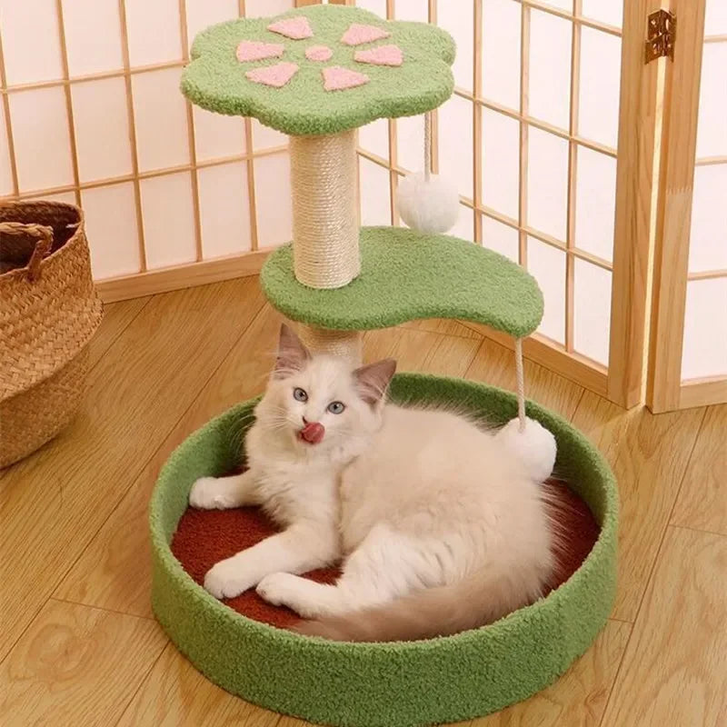 Arbre A Chat Fleur Avec Griffoir Et Plateforme