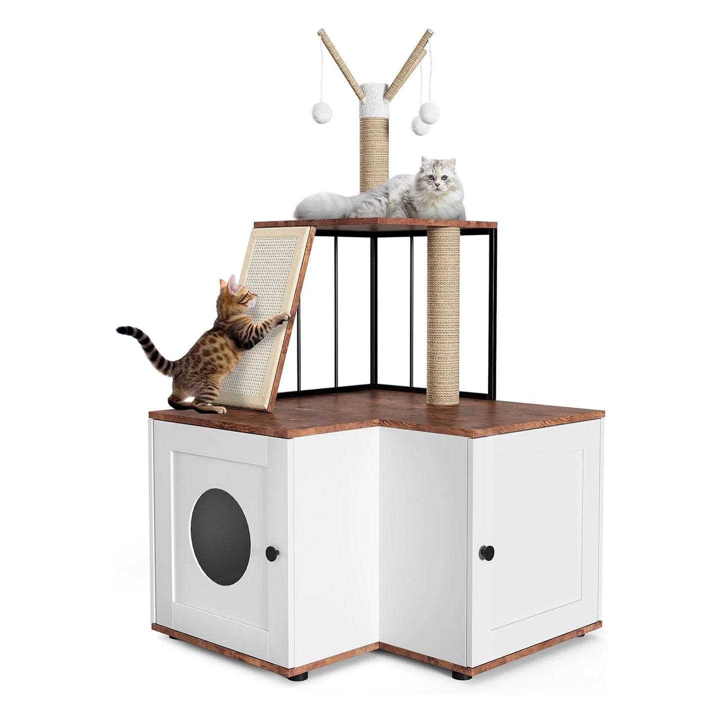 Arbre À Chat Avec Meuble Litière 124 Cm Bois