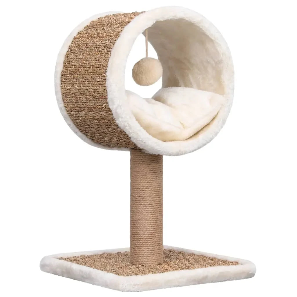 Arbre A Chat Beige Compact Avec Tunnel Et Jouet