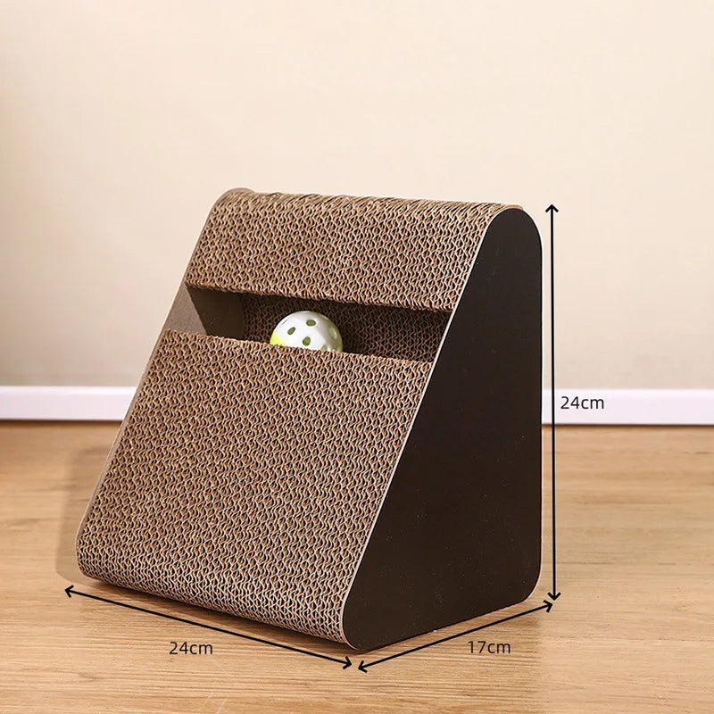 Griffoir Chat Triangulaire En Carton Avec Balle