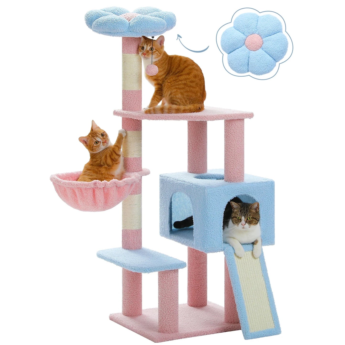 Arbre À Chat Fleur 120 Cm Multi‑Niveaux