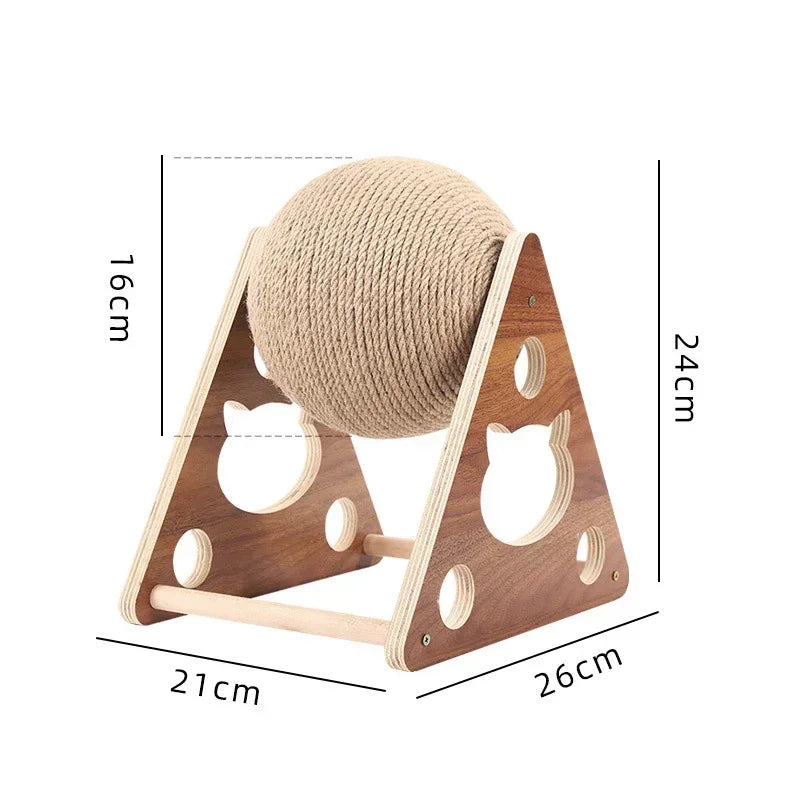 Griffoir Boule Sisal Bois Pour Chat Rotatif