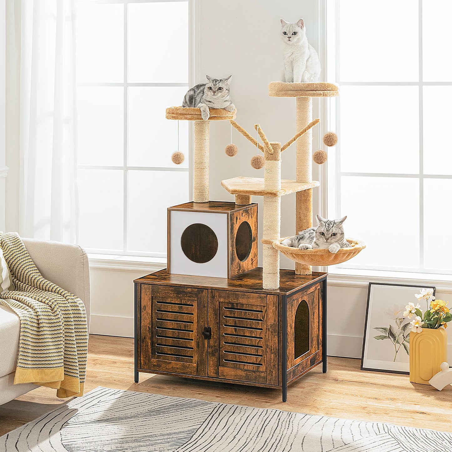 Arbre À Chat Avec Meuble Litière Et Hamac