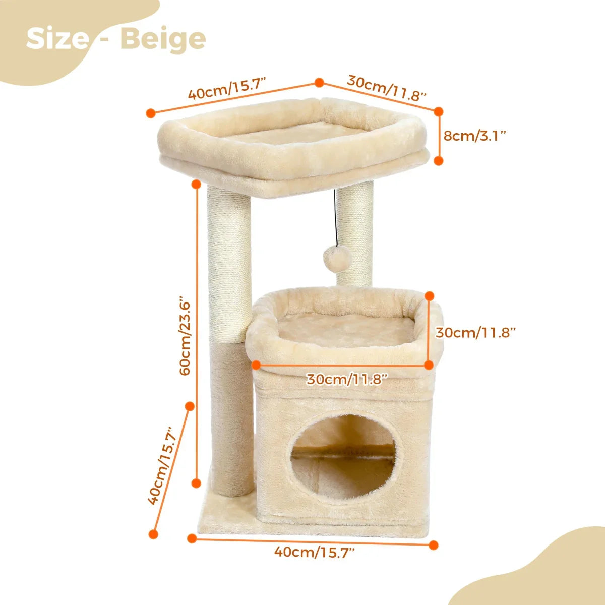 Tour Féline Beige avec Niche et Griffoir - Mon Arbre à Chat