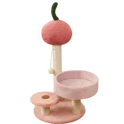 Petit Arbre à Chat Fruité 65 cm – Niche Ronde, Poteaux Sisal & Perchoir Confort