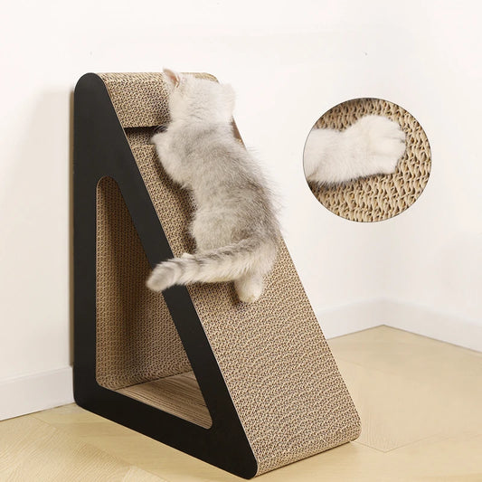 Griffoir Chat Triangulaire En Carton Avec Balle