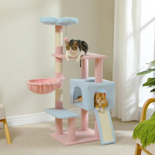 Arbre À Chat Fleur 120 Cm Multi‑Niveaux