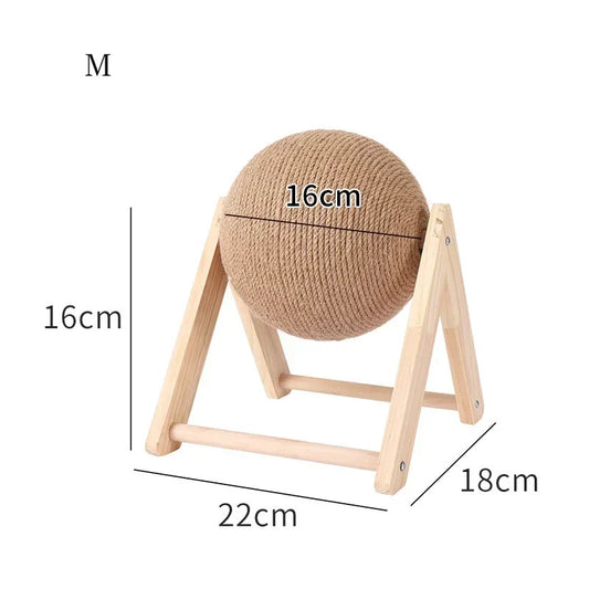 Griffoir Boule Sisal En Bois Pour Chat Rotatif