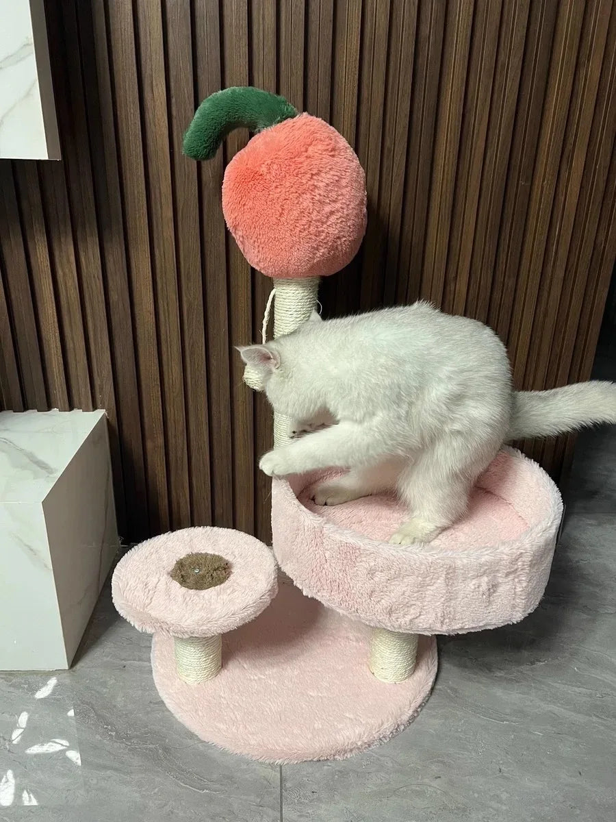 Petit Arbre à Chat Fruité 65 cm – Niche Ronde, Poteaux Sisal & Perchoir Confort