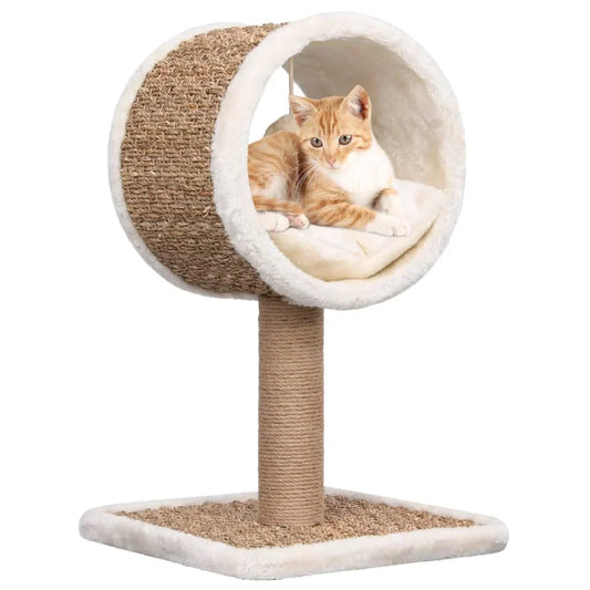 Arbre A Chat Beige Compact Avec Tunnel Et Jouet