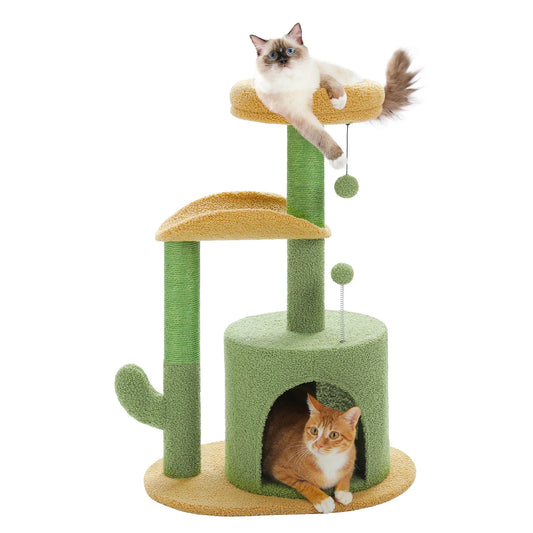 Arbre à Chat 84 cm Style Cactus – Niche Ronde, Poteaux Sisal & Perchoir Confort