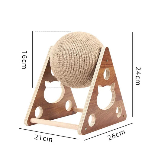 Griffoir Boule Sisal Bois Pour Chat Rotatif