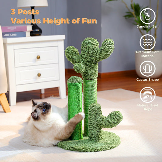 Arbre A Chat Cactus 3 Poteaux Avec Balle Suspendue