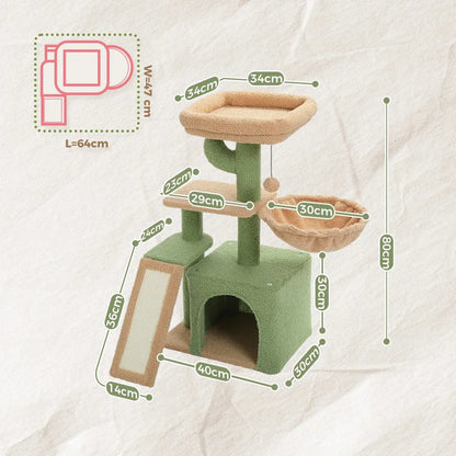 Arbre À Chat Compact Multi - Niveaux Vert - Mon Arbre à Chat