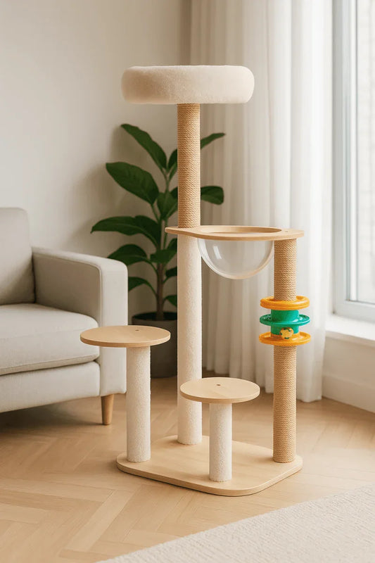 Arbre À Chat Multi - Niveaux Avec Bulle Transparente et Jouet - Mon Arbre à Chat