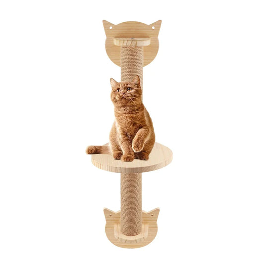 Arbre à Chat Mural Vertical – Griffoir et Plateformes en Bois - Mon Arbre à Chat