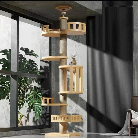 Structure Chat Plafond Moderne en Bois - Mon Arbre à Chat