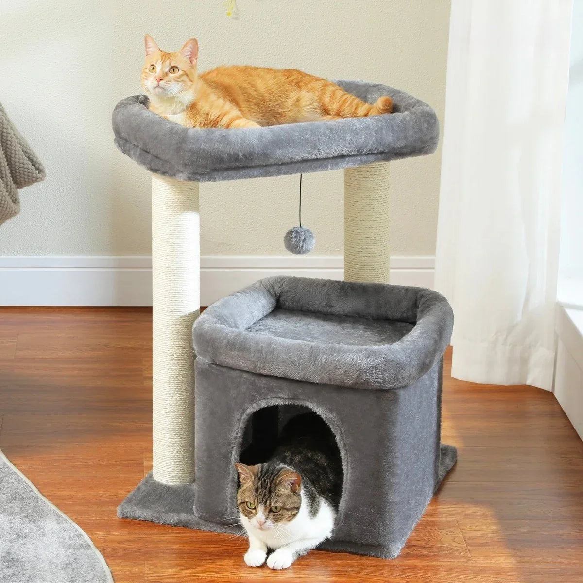 Tour Féline Beige avec Niche et Griffoir - Mon Arbre à Chat