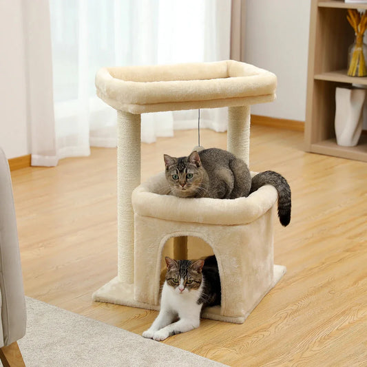 Tour Féline Beige avec Niche et Griffoir - Mon Arbre à Chat